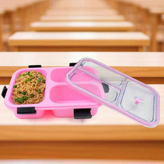 Insulated Lunch Box – 3 Compartment Plastic Tiffin | Lunchie Bunchie