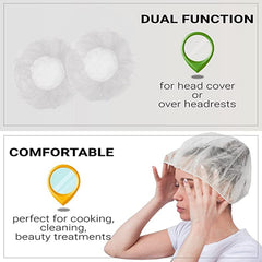 Elastic disposable shower caps for convenient spa and hotel use.