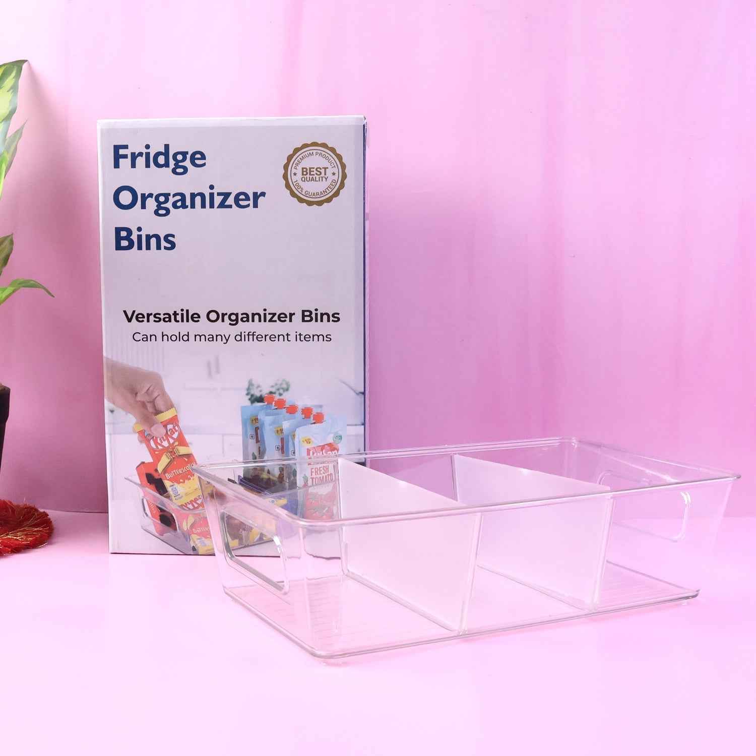 Refrigerator Organizer Bin – Clear Stackable with Handle | Organivo