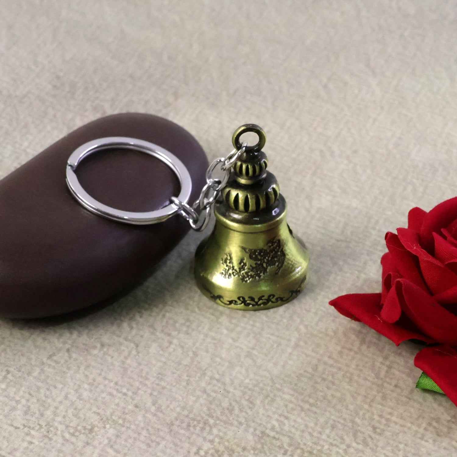 Temple Bell Keychain – Durable Metal Spiritual Charm