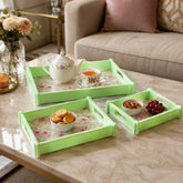 Serving Tray Set Ð Elegant Floral Design with Side Handles
