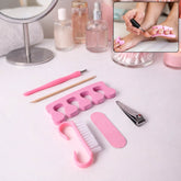 Compact 6-in-1 manicure kit with nail cutter and grooming tools neatly arranged in case