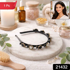 Decorative Headband – Elegant Pearl & Floral Design for Women