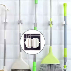 Wall Mounted Mop & Broom Holder – No-Drill Adhesive | GlimmerHome