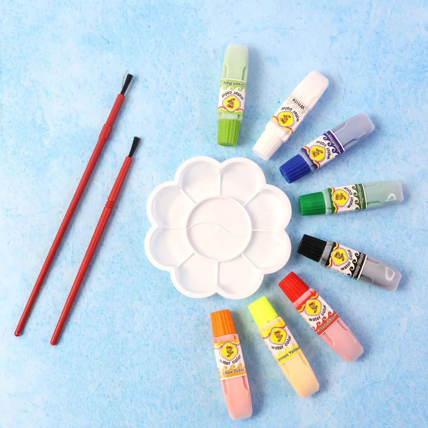 Watercolor Paint Set – 8 Vibrant Colors with Brushes & Palette