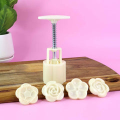 Mooncake Press Mold – 4 Floral Stamps for Perfect Baking