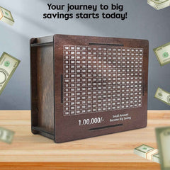 Wooden Piggy Bank – Fun Savings Challenge with Emoji Pan