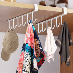 Metal Under-Shelf Storage Rack – 6 Hooks for Easy Organization