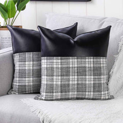 Leather & Cotton Pillow Covers – 23x22 Inch Set of 2 | Styleva