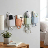Plastic Wall Mounted Mobile Charging Holder Set – Space Saving 4 Pc
