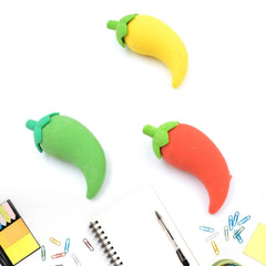 Chili Shape Erasers – Fun 3D Mini Eraser Set (3 Pc) | Writezo