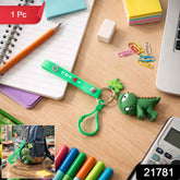 Dinosaur Cartoon Keychain – Durable Silicone Strap Charm
