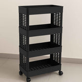 Plastic Storage Rack – 4-Layer Utility Trolley with Wheels | Organivo