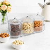 Dry Fruit Storage Jars – 3-Piece Set with Tray for Freshness