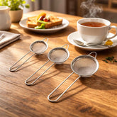 Tea Strainer – Stainless Steel 3-Piece Set with Fine Mesh