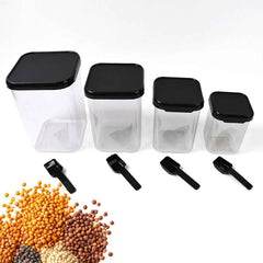 Air Tight Containers – 4 Pc Plastic Storage Set with Spoon