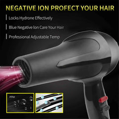 Professional Hair Dryer – 1500W Hot & Cold, Black | Calm & Curl