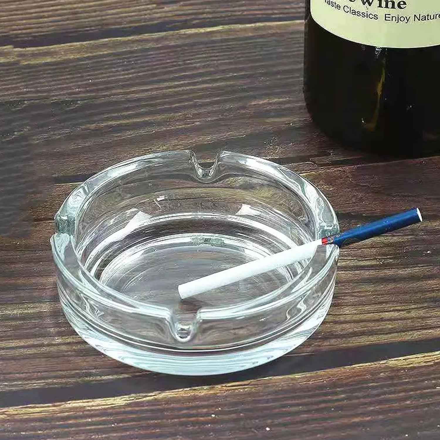Crystal Glass Ashtray – Elegant Round Cigar & Cigarette Decor | Styleva