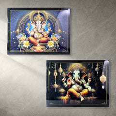 Lord Ganesha Wall Painting – 60x45 cm Wooden Frame Decor