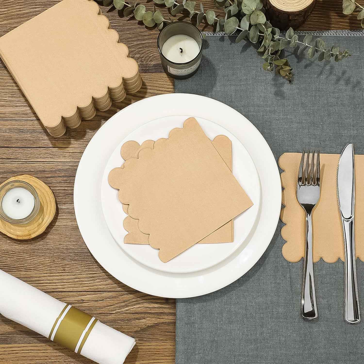 Scalloped Edge Tissue Napkins – Elegant 120 Pc 2-Ply Set