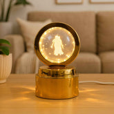 Radhe Krishna Crystal Ball Night Light – 360° Rotating LED Lamp
