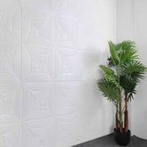 3D Foam Wallpaper Panels – White Floral Embossed Design