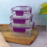 Airtight Square Food Storage Containers – Leakproof 3-Pc Set
