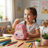 Kids Safe Lockable Bunny Piggy Bank Ð Fun & Durable Savings Toy