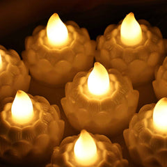 Lotus Shaped LED Flameless Tealight Candles – Safe Decor Set of 8
