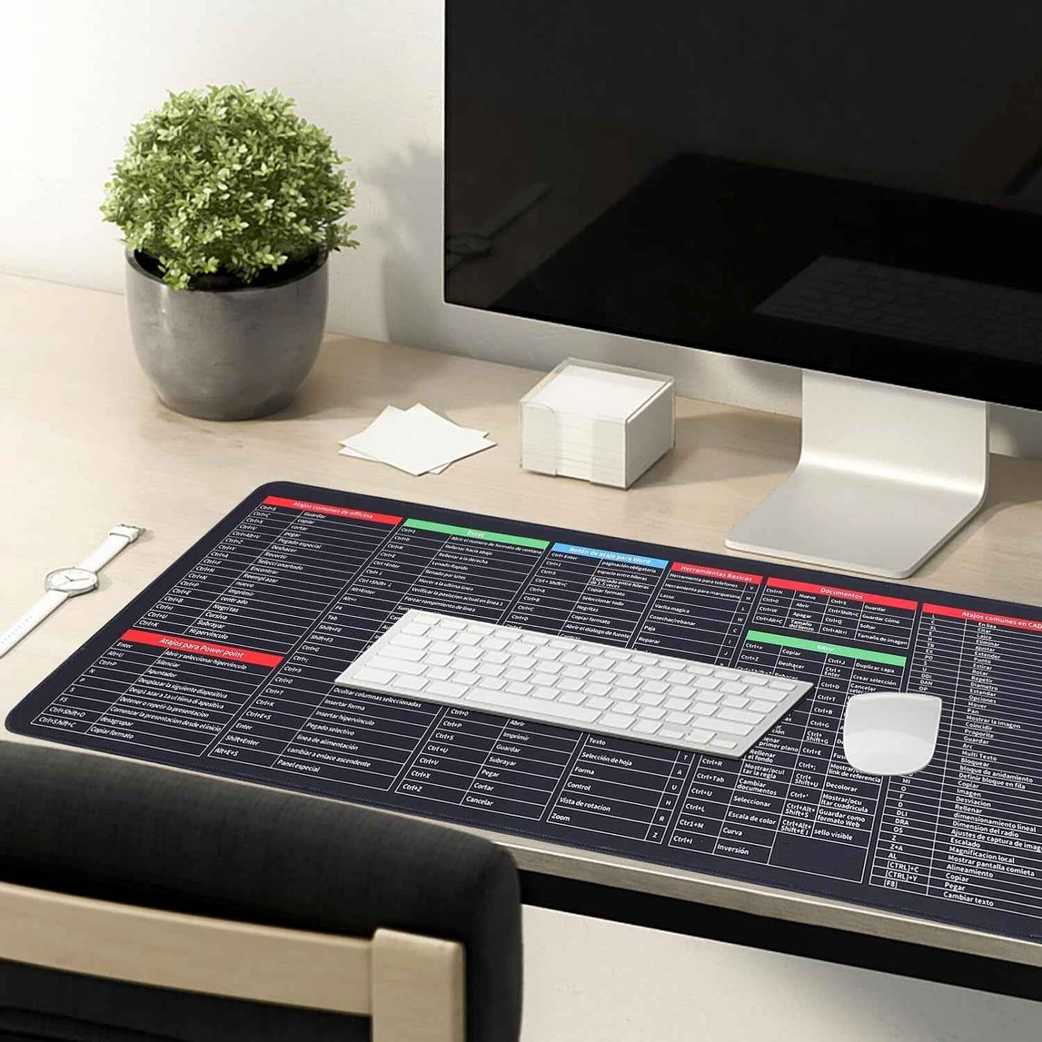 Large Shortcut Keyboard Mat featuring essential productivity keys for office work.