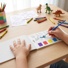Kids Watercolour Painting Book Ð Dinosaur Theme & Brushes for Creativity