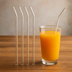 Reusable Glass Straws – Eco-Friendly Clear Drinking Set 5Pc