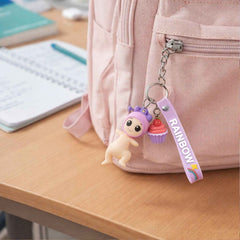Doll Cupcake Keychain – Colorful Rainbow Strap Accessory