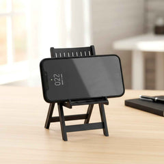 Mini Chair Mobile Stand – Foldable Black Phone Holder for Stable Viewing