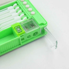 Front view of the fun cartoon printed pencil case, perfect for school children.