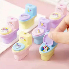 Toilet Pencil Sharpener – Fun Novelty with Eraser (2 Pc Set) | Writezo