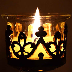 Diwali Candle Holder – Smokeless Glass Tea Light with Plastic Stand