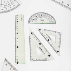 Geometry Set – 4-Piece Transparent Plastic Ruler Kit