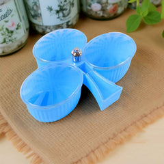 Rotating tray of 3-compartment dry fruit box showing compartments