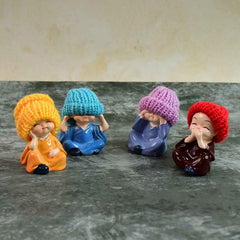 Resin Monk Buddha Showpiece Set of 4 – Spiritual Home Decor
