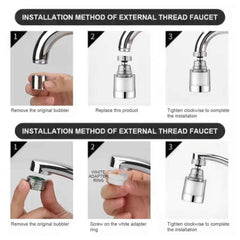 The versatile swivel faucet aerator in a folded position, saving sink space.