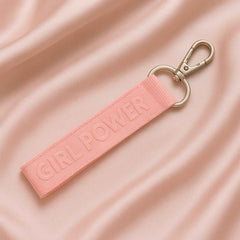 Girl Power Fabric Ribbon Keychain – Motivational & Durable Accessory