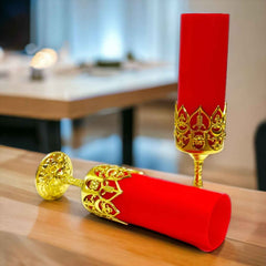 LED Candle Light Lamps – Elegant Golden Stand Set of 2