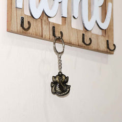 Ganesh Face Antique Black Metal Keychain – Durable Spiritual Charm