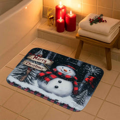 Christmas Bathroom Mat Set – Soft Snowman 3-Piece Décor