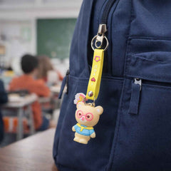 Teddy Bear Keychain – Cute Cartoon Bag Charm with Love Strap
