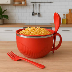 Insulated Soup Bowl – 650 ml with Lid, Handle & Cutlery Set