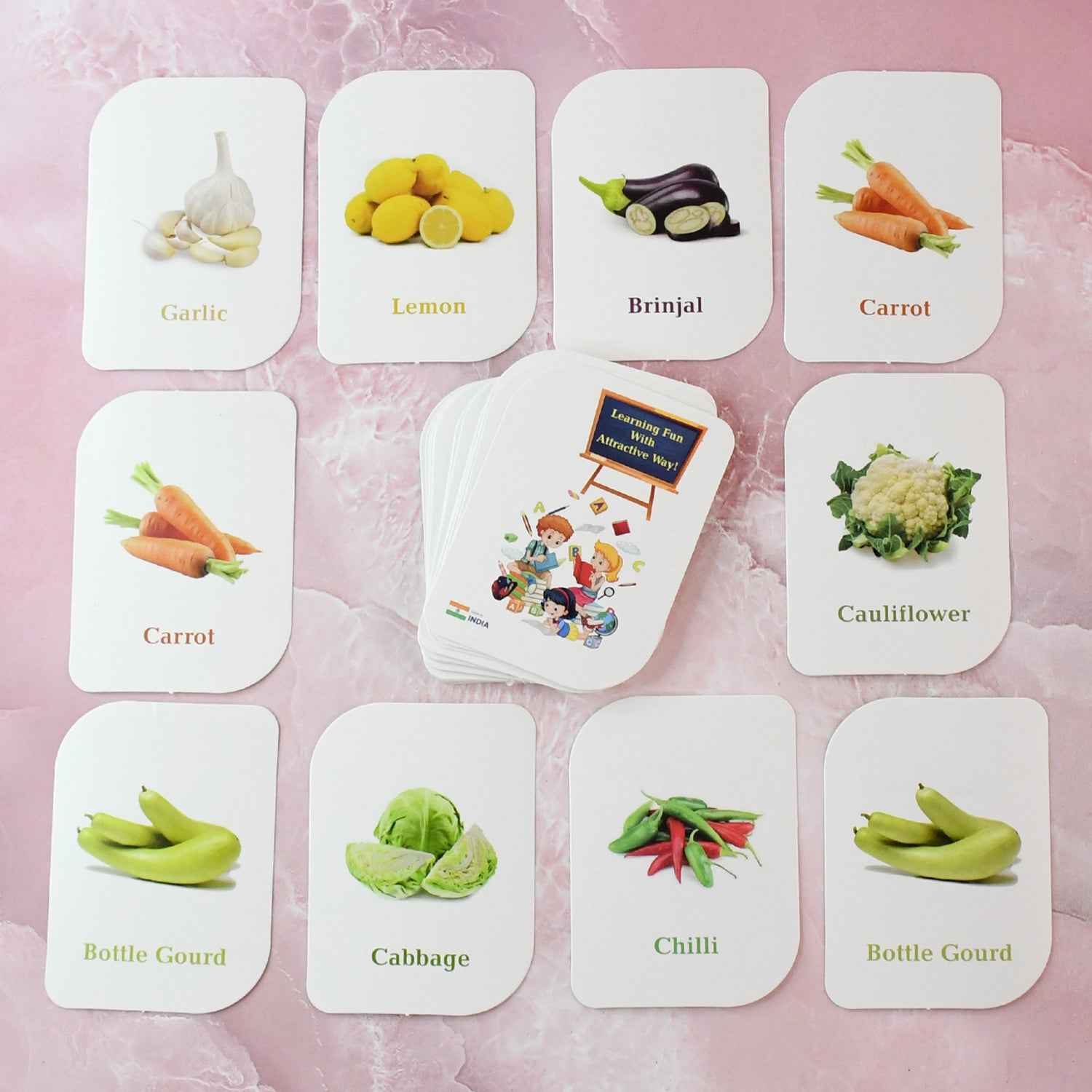 Vegetable Flash Cards – 32 Durable Educational Cards for Kids