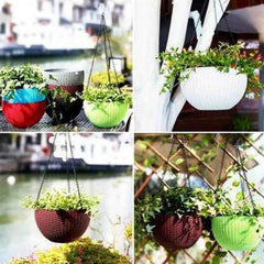 Hanging Flower Pot Set – Plastic Round Planters (6 Pcs) | Indo Glow