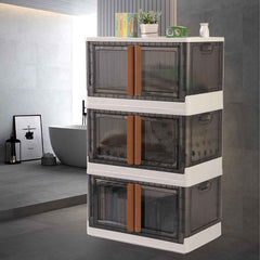 Plastic Folding Wardrobe Organizer – 3-Layer Storage with Wheels